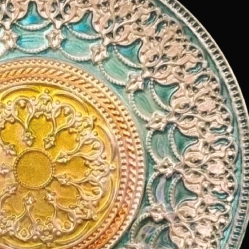 Topkapi Collection Teal Green Orange Silver Cake Stand Turkish Boho Serving Tray